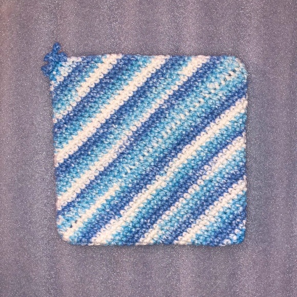 Nautical Stripes Crocheted Cotton Potholders - Picture 4 of 6